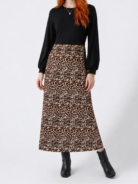 Absolutely Famous Black Top with Leopard Print Midi Dress